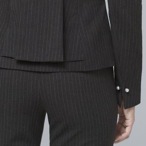 Grey Pinstripe Pearl Detail Suiting Pants